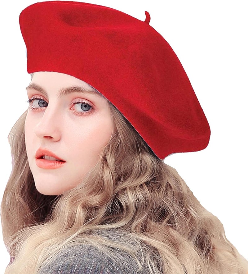 IZUS Women French Beret Hat Solid Artist Hat Wool Adult Beret Winter Warm Beanie Cap Fashion Ladies Men - Image 1